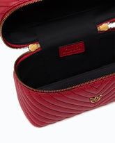 Small beauty case with shoulder strap chevron nappa - Red | Pinko