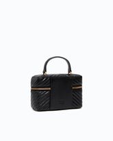 Small beauty case with shoulder strap chevron nappa - Black | Pinko