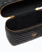 Small beauty case with shoulder strap chevron nappa - Black | Pinko