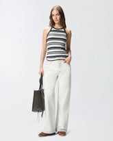 Jeans with contrasting fold-down waist - | Pinko