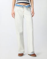 Jeans with contrasting fold-down waist - | Pinko