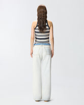 Jeans with contrasting fold-down waist - | Pinko