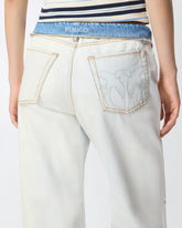 Jeans with contrasting fold-down waist - | Pinko