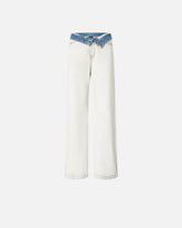Jeans with contrasting fold-down waist - | Pinko