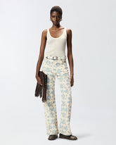 Wide-leg trousers with Cottage Flower print - | Pinko