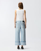 Cropped jeans with leather belt - | Pinko