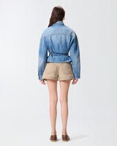 Denim jacket with belt - | Pinko