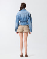 Denim jacket with belt - | Pinko