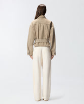 Blouson en denim marron avec broderies bijoux - | Pinko