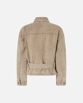 Cazadora vaquera marrón con bordados joya - | Pinko