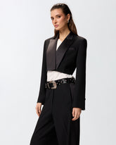 Cropped jacket with satin details - | Pinko