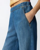 Wide-leg jeans in linen-blend denim - | Pinko