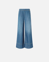 Weite Hose aus Denim in einer Leinenmischung - Hellblau | Pinko