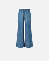 Pantalones anchos en denim de mezcla de lino - | Pinko