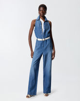 Tuta intera in denim con cintura - | Pinko