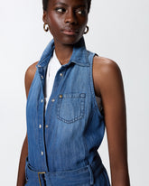 Tuta intera in denim con cintura - | Pinko
