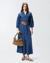 Robe chemise longue en denim - Bleu foncé | Pinko