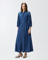 Robe chemise longue en denim - Bleu foncé | Pinko