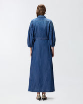 Robe chemise longue en denim - Bleu foncé | Pinko