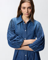 Robe chemise longue en denim - Bleu foncé | Pinko