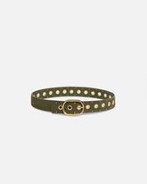 Leather belt with eyelets, 4cm - | Pinko