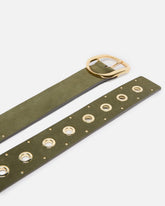 Leather belt with eyelets, 4cm - | Pinko