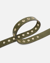 Leather belt with eyelets, 4cm - | Pinko