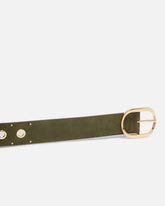 Leather belt with eyelets, 4cm - | Pinko