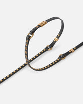 Δερμάτινη ζώνη 1 cm διπλού μήκους με τρουκς και κρίκους με το λογότυπο - | Pinko