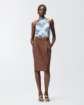 Denim top with scarf print - | Pinko
