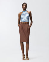 Top in denim con stampa foulard - | Pinko