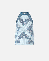 Top in denim con stampa foulard - | Pinko