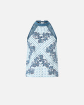 Denim top with scarf print - | Pinko