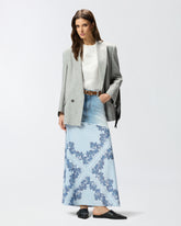 Denim midi skirt with scarf print - | Pinko