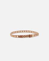 Leather belt with jewel eyelets, 2cm - | Pinko