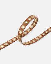 Leather belt with jewel eyelets, 2cm - | Pinko