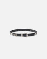 Texan belt in crocodile-print leather, 3 cm - | Pinko