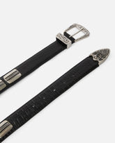 Texan belt in crocodile-print leather, 3 cm - | Pinko