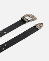 Leather belt with studs, 4 cm - | Pinko