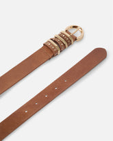 Shiny leather belt with metal loops, 3 cm - | Pinko