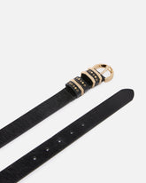 Shiny leather belt with metal loops, 3 cm - | Pinko