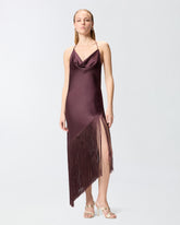 Top asimmetrico in satin con frange - | Pinko