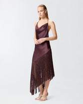Top asimmetrico in satin con frange - | Pinko