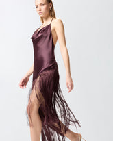Top asimmetrico in satin con frange - | Pinko