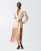 Trench in satin con frange - | Pinko