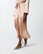 Trench in satin con frange - | Pinko