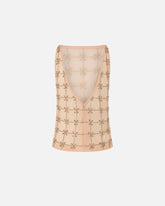 Sleeveless tulle top with crystals - | Pinko