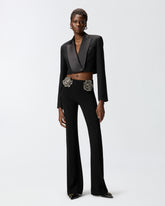 Trousers with embroidered jewel roses - | Pinko