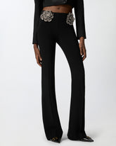 Trousers with embroidered jewel roses - | Pinko
