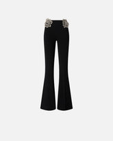Trousers with embroidered jewel roses - | Pinko
